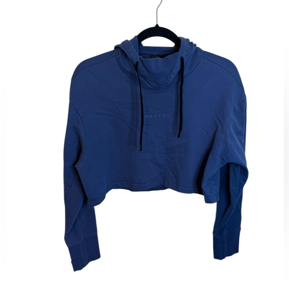 Oakley Slate Blue Cropped Open Back Logo Hoodie